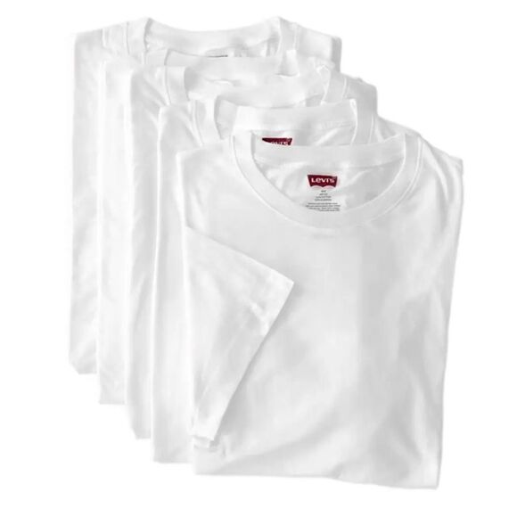 LEVI’S S Pack of 4 Premium Cotton White Crewneck Short Sleeve T-Shirts - Picture 2 of 9